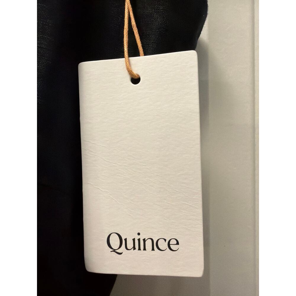 NWT Quince Women Casual 100% European Linen Fit & Flare Midi Dress Size L Black - Picture 5 of 10